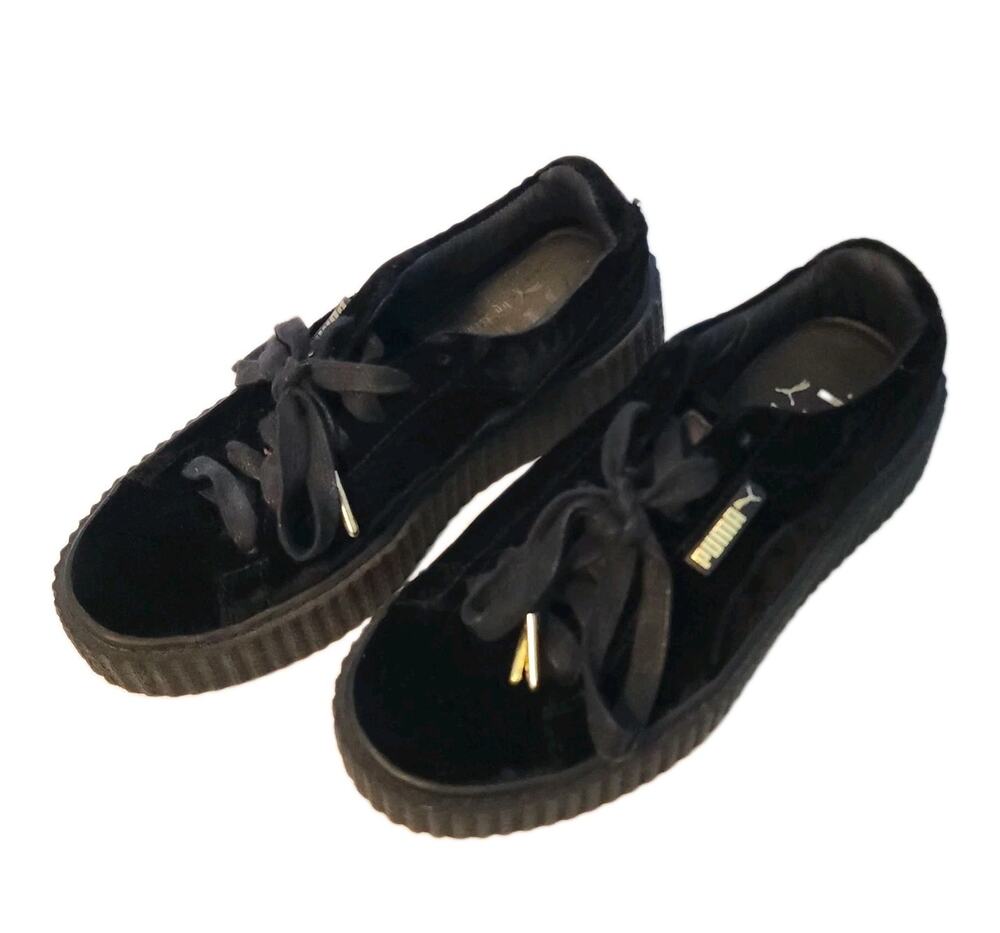 PUMA x FENTY Rihanna CREEPER Velvet Platform Sneaker Shoes Black Women 6.5 EUC